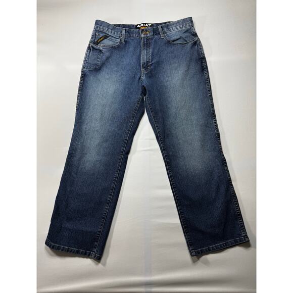 Ariat Rebar Men's M3 Loose Straight Leg Blue Denim Jeans - Size 36x29 - Picture 1 of 7